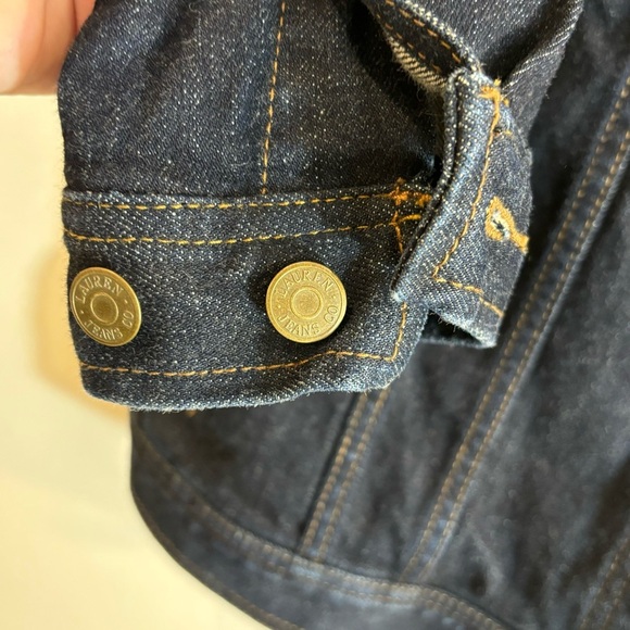 LAUREN RALPH LAUREN Sz L Classic Denim Jean Jacket Multiple Pockets Dark Wash - Picture 6 of 11